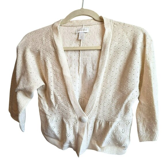 Limited Too Girls Cream Gold Sweater XXL Open-Front Cardigan V-neck jj3751 - Picture 1 of 7